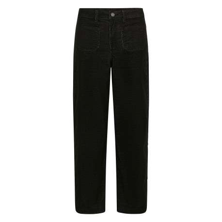 Jean noir avec une coupe droite muni d'un zip et d'un bouton