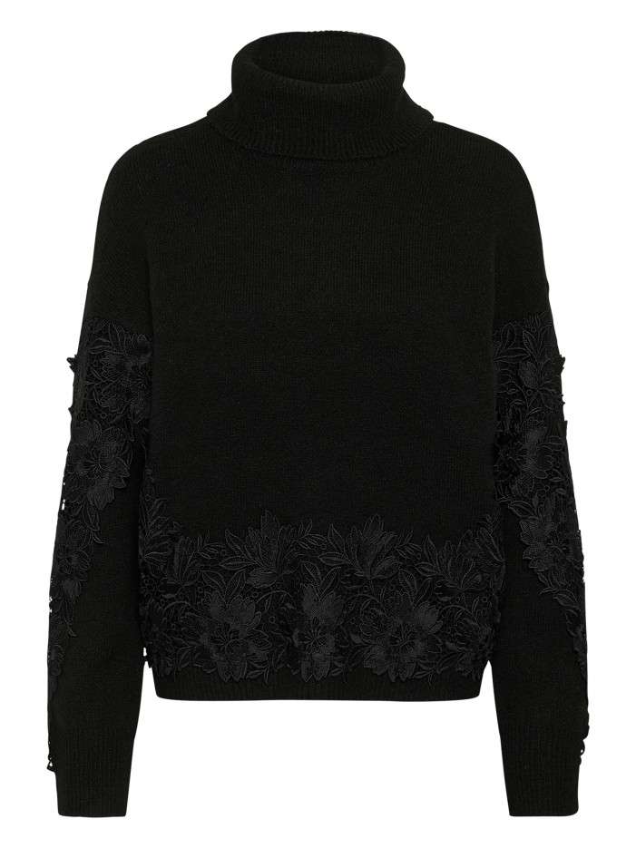 Pull noir à motif floral...