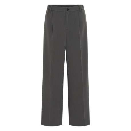 Pantalon chino anthracite uni à coupe droite muni d'un zip et d'un bouton