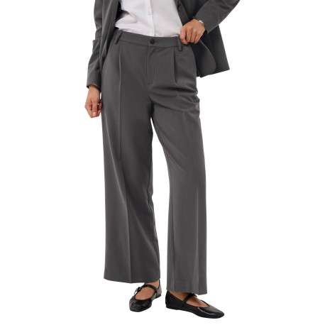 Pantalon chino anthracite uni à coupe droite muni d'un zip et d'un bouton - Image 3