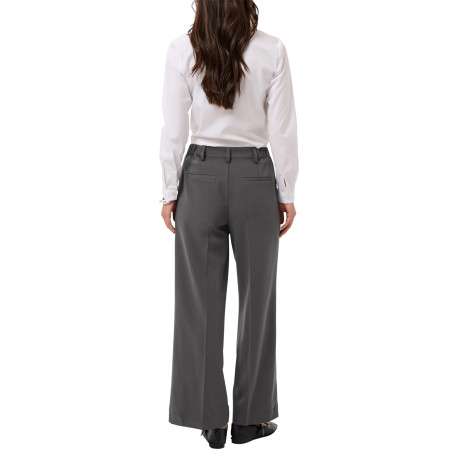 Pantalon chino anthracite uni à coupe droite muni d'un zip et d'un bouton - Image 4
