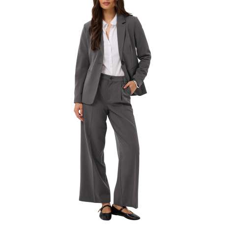 Pantalon chino anthracite uni à coupe droite muni d'un zip et d'un bouton - Image 5