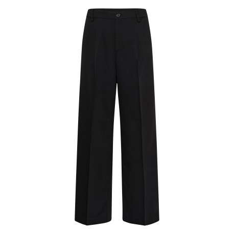 Pantalon chino noir uni à coupe droite muni d'un zip et d'un bouton