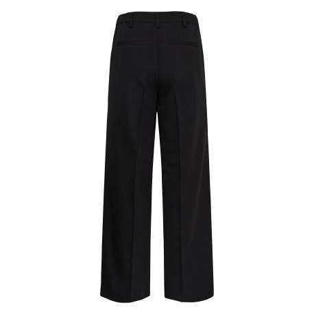 Pantalon chino noir uni à coupe droite muni d'un zip et d'un bouton - Image 2