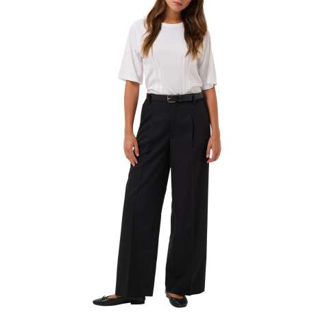 Pantalon chino noir uni à coupe droite muni d'un zip et d'un bouton - Image 3