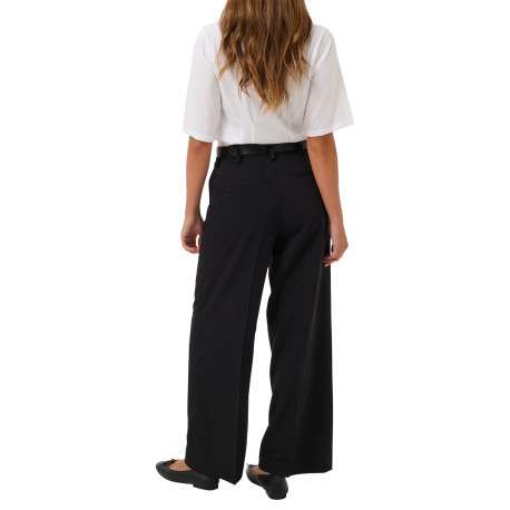 Pantalon chino noir uni à coupe droite muni d'un zip et d'un bouton - Image 4
