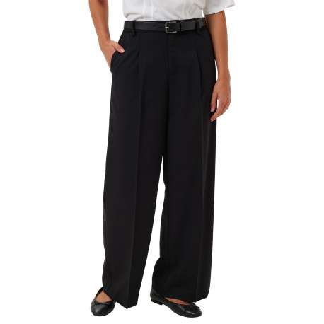 Pantalon chino noir uni à coupe droite muni d'un zip et d'un bouton - Image 5