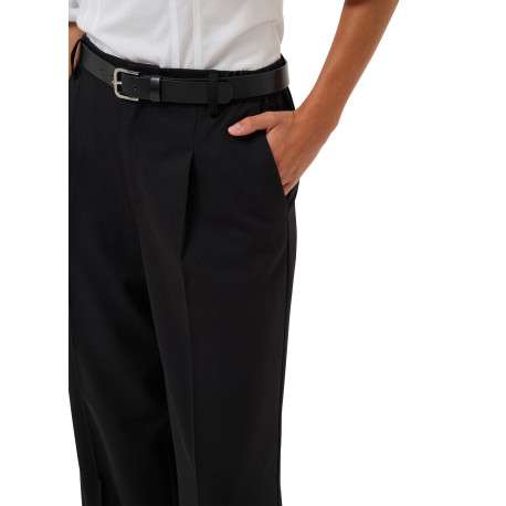 Pantalon chino noir uni à coupe droite muni d'un zip et d'un bouton - Image 6