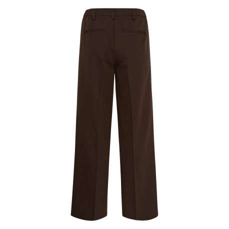 Pantalon chino marron uni à coupe droite muni d'un zip et d'un bouton - Image 2