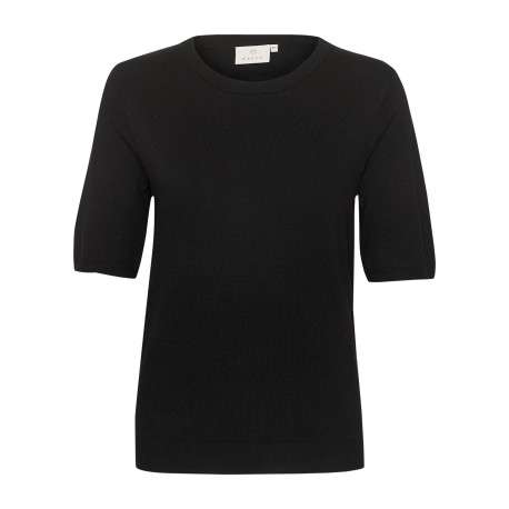 Pull noir uni avec une coupe droite et des manches courtes