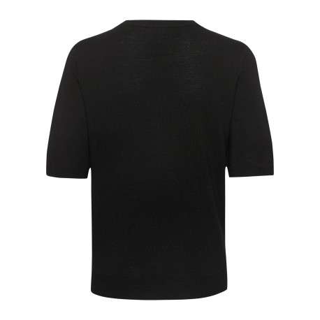 Pull noir uni avec une coupe droite et des manches courtes - Image 2