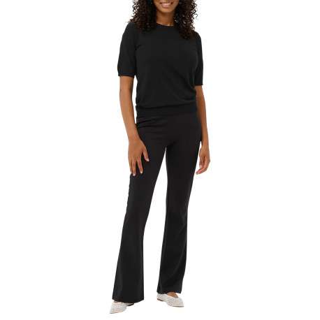 Pull noir uni avec une coupe droite et des manches courtes - Image 3