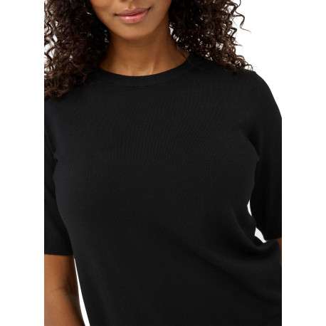 Pull noir uni avec une coupe droite et des manches courtes - Image 6