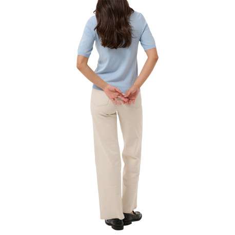 Pull bleu uni avec une coupe droite et des manches courtes - Image 4