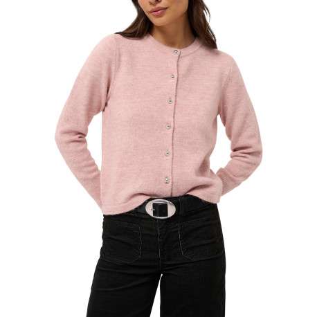 Gilet rose pâle uni avec une coupe droite et des manches longues - Image 3