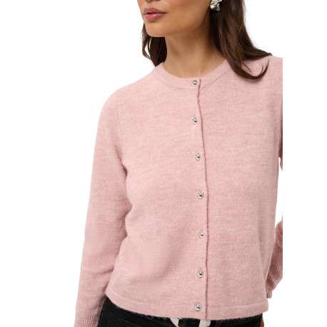 Gilet rose pâle uni avec une coupe droite et des manches longues - Image 6
