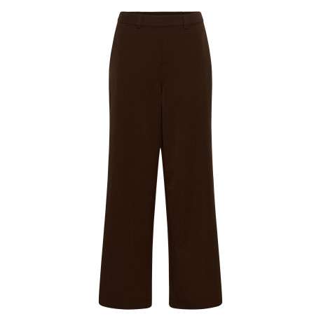 Pantalon chino chocolat uni avec une coupe droite et une taille élastiquée