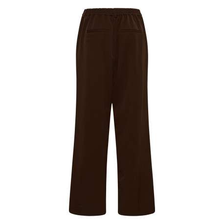 Pantalon chino chocolat uni avec une coupe droite et une taille élastiquée - Image 2