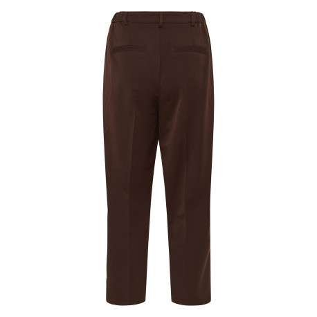 Pantalon chino chocolat uni à coupe cigarette muni d'un zip et d'un bouton - Image 2
