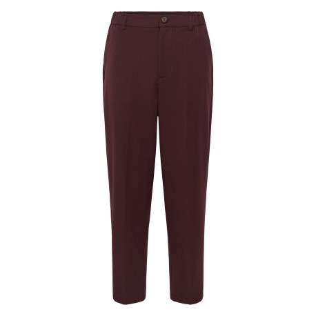 Pantalon chino marron uni à coupe cigarette muni d'un zip et d'un bouton