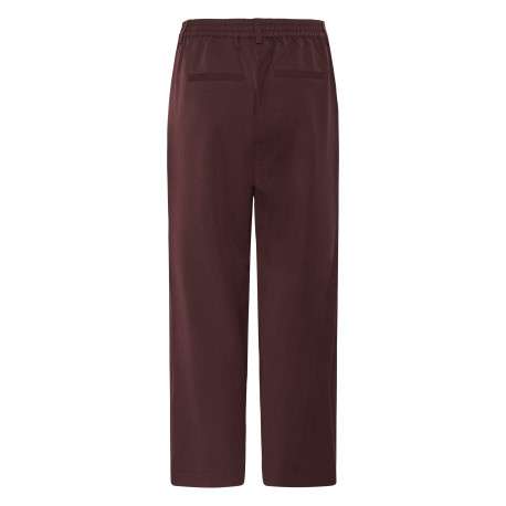 Pantalon chino marron uni avec une coupe droite et une taille élastiquée - Image 2