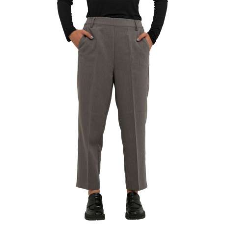 Pantalon chino anthracite uni avec une coupe cigarette et une taille élastiquée - Image 3