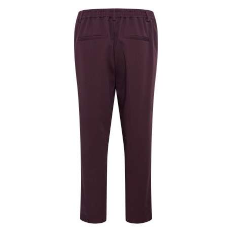 Pantalon chino marron uni avec une coupe cigarette et une taille élastiquée - Image 2