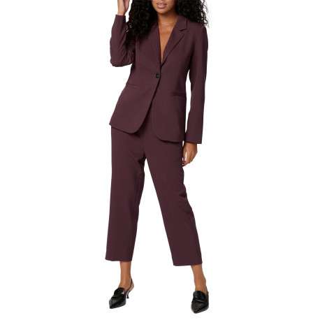 Pantalon chino marron uni avec une coupe cigarette et une taille élastiquée - Image 3