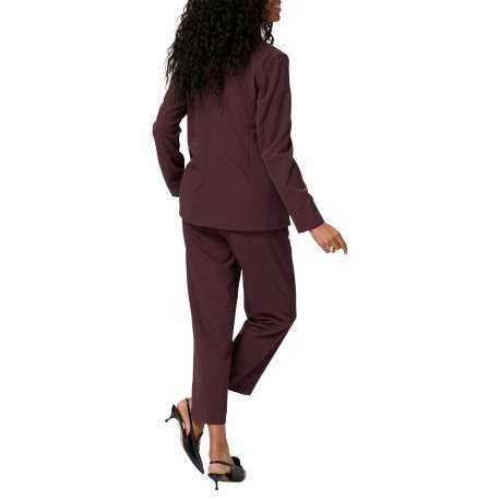 Pantalon chino marron uni avec une coupe cigarette et une taille élastiquée - Image 4