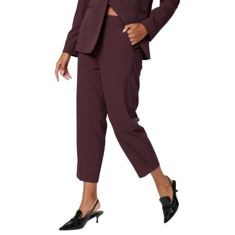 Pantalon chino marron uni avec une coupe cigarette et une taille élastiquée - Image 5