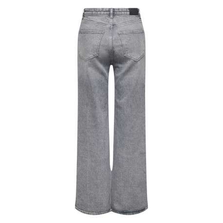 Jean gris uni en coton avec une coupe flare et un effet délavé - Image 2