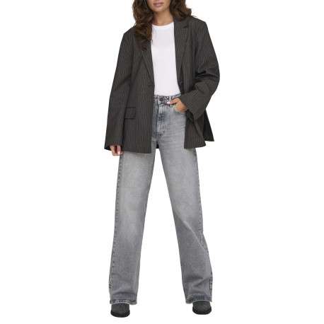 Jean gris uni en coton avec une coupe flare et un effet délavé - Image 5