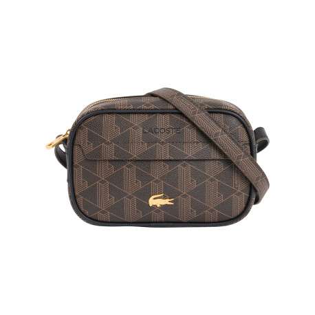 Sacoche en toile marron à monogramme Lacoste dotée d'une bandoulière