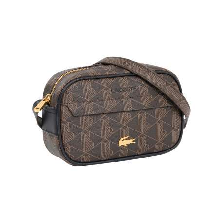 Sacoche en toile marron à monogramme Lacoste dotée d'une bandoulière - Image 3