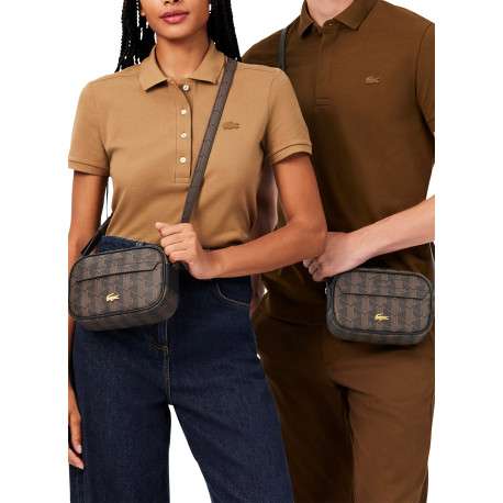 Sacoche en toile marron à monogramme Lacoste dotée d'une bandoulière - Image 6