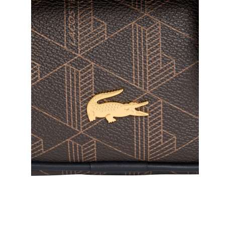 Sacoche en toile marron à monogramme Lacoste pourvue d'une anse - Image 5