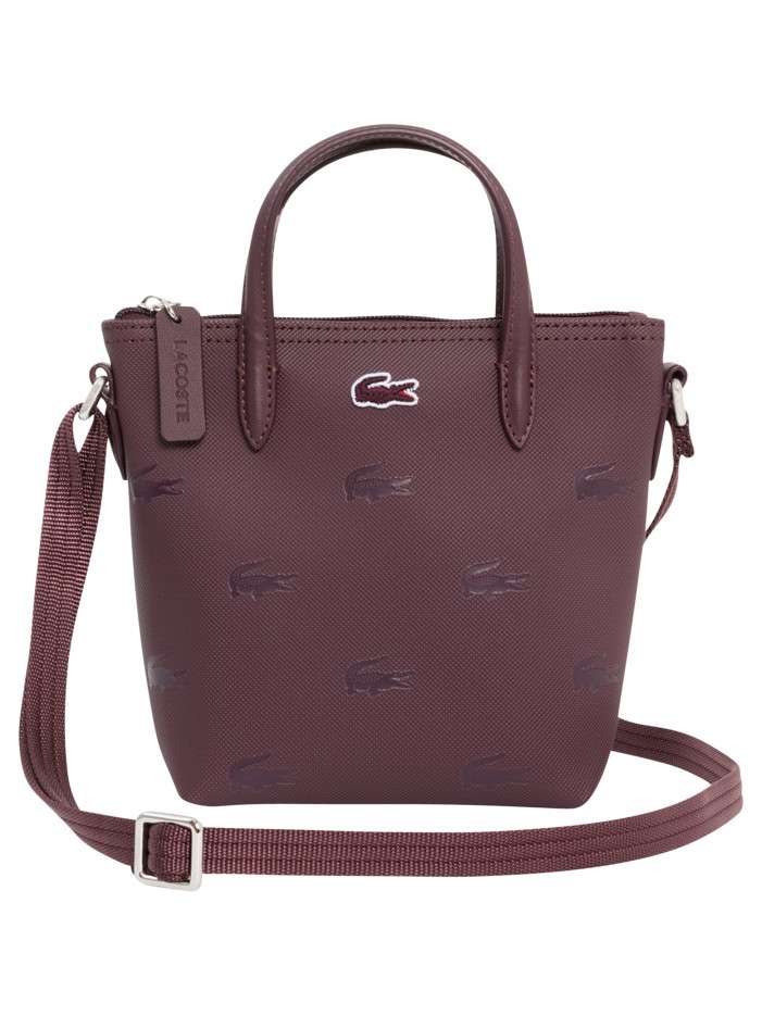 Sac à main zippé bordeaux à...