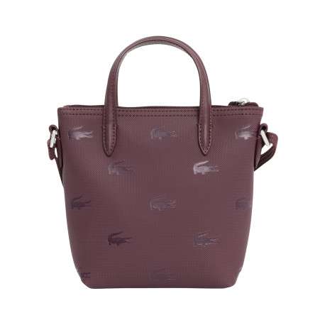 Sac à main zippé bordeaux à imprimé crocodile en toile pourvu de 2 anses - Image 2