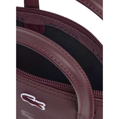 Sac à main zippé bordeaux à imprimé crocodile en toile pourvu de 2 anses - Image 4
