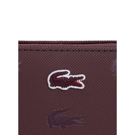 Porte-monnaie bordeaux imprimé crocodiles orné d'un monogramme crocodile - Image 3
