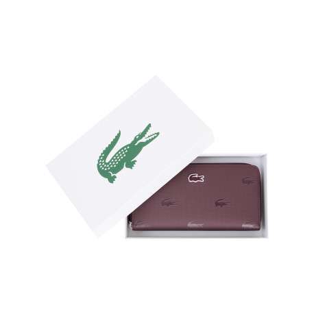 Portefeuille bordeaux imprimé crocodiles orné d'un monogramme crocodile - Image 4