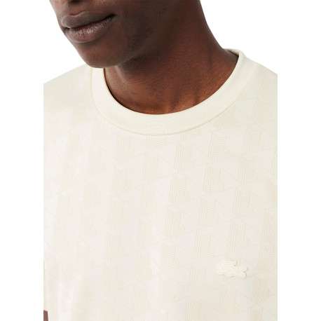 T-shirt écru à motifs monogrammes doté d'une coupe droite et un col rond - Image 4