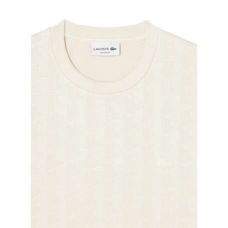 T-shirt écru à motifs monogrammes doté d'une coupe droite et un col rond - Image 6