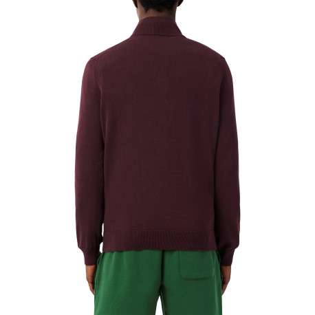 Pull col montant zippé en coton bordeaux pourvu d'une coupe droite - Image 3