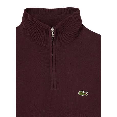 Pull col montant zippé en coton bordeaux pourvu d'une coupe droite - Image 5