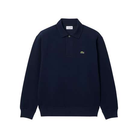 Sweat en tricot interlock côtelé bleu marine doté d'une coupe droite