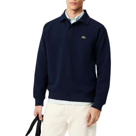 Sweat en tricot interlock côtelé bleu marine doté d'une coupe droite - Image 2