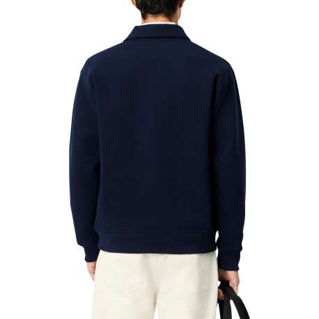 Sweat en tricot interlock côtelé bleu marine doté d'une coupe droite - Image 3