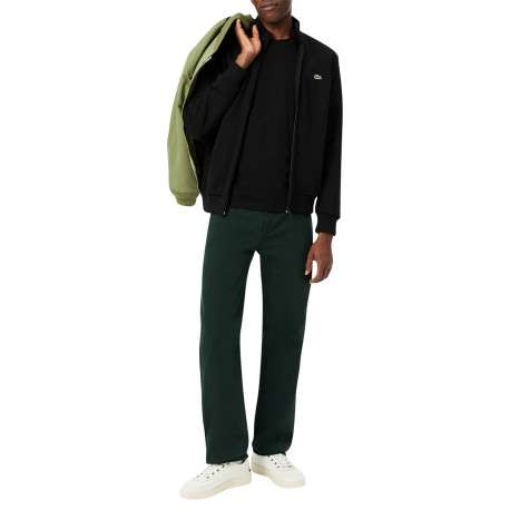 Sweat noir zippé en molleton de coton mélangé à coupe droite - Image 3