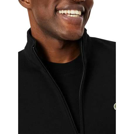 Sweat noir zippé en molleton de coton mélangé à coupe droite - Image 4